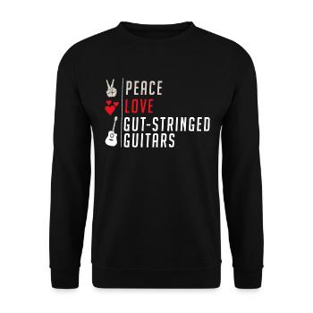 Cut-Stringed Guitars Musical Instrument - Unisex Sweatshirt - black - Front - Alina (178cm) & Michal (187cm)
