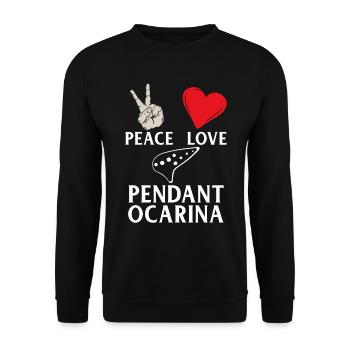 Peace Love Pendant Ocarina Instrument - Unisex Sweatshirt - black - Front - Alina (178cm) & Michal (187cm)