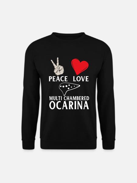 Peace Love Multi Chambered Ocarina Music - Unisex Pullover - Schwarz