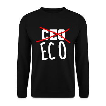 nicht CEO mehr ECO Umweltbewusstsein - Unisex Pullover - Schwarz - Vorne - Alina (178cm) & Michal (187cm)