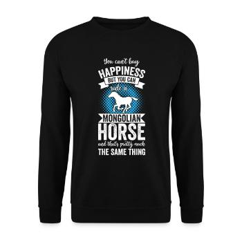 Reiten - Mongolisches Pferd - Unisex Pullover - Schwarz - Vorne - Alina (178cm) & Michal (187cm)