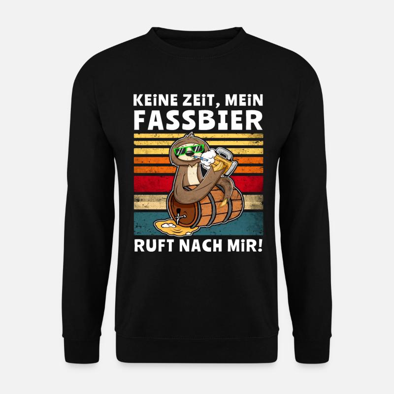 Bier Fassbier Faultier Saufsprüche - Unisex Pullover - Schwarz