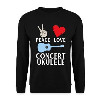 Peace Love Concert Ukulélé Instrument - Sweat-shirt Unisexe - noir - Devant - Alina (178cm) & Michal (187cm)