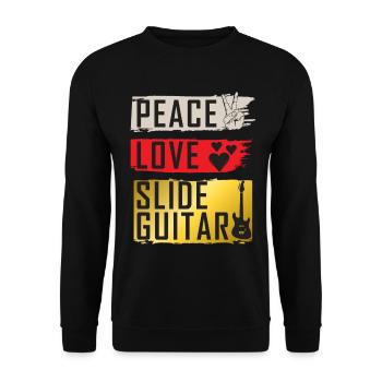 Peace Love Slide Guitar Music Instrument - Unisex Pullover - Schwarz - Vorne - Alina (178cm) & Michal (187cm)