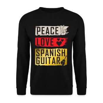Peace Love Spanish Guitar Instrument - Unisex Sweatshirt - black - Front - Alina (178cm) & Michal (187cm)