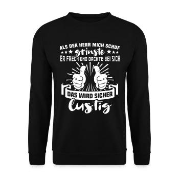 Gott Schuf Grinste - Unisex Pullover - Schwarz - Vorne - Alina (178cm) & Michal (187cm)