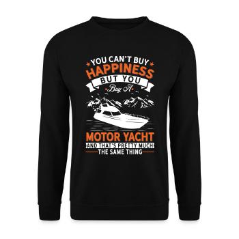 Glück Kann Man Nicht Kaufen, Aber Motoryacht - Unisex Pullover - Schwarz - Vorne - Alina (178cm) & Michal (187cm)