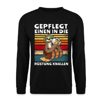 Bier Trinken Faultier Trinksprüche - Unisex Pullover - Schwarz - Vorne - Alina (178cm) & Michal (187cm)
