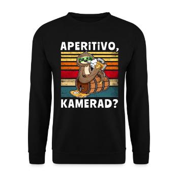Bier Trinken Faultier Trinksprüche - Unisex Pullover - Schwarz - Vorne - Alina (178cm) & Michal (187cm)