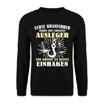 Kranführer Kran Kranfahrer - Unisex Pullover - Schwarz - Vorne - Alina (178cm) & Michal (187cm)