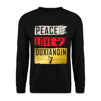 Peace Love Duxianqin String Instrument - Unisex Sweatshirt - black - Front - Alina (178cm) & Michal (187cm)