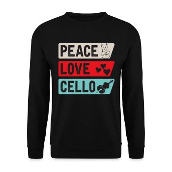 Peace Love Violoncelle Guitare Instrument de Musique - Sweat-shirt Unisexe - noir - Devant - Alina (178cm) & Michal (187cm)
