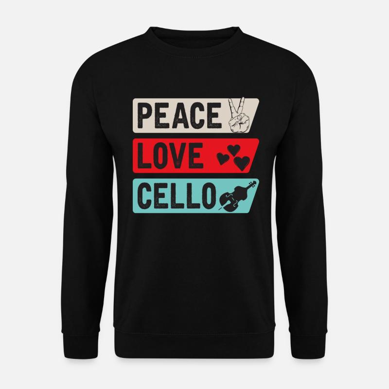 Peace Love Cello Guitar Music Instrument - Unisex Pullover - Schwarz