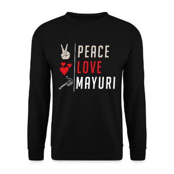 Peace Love Mayuri Musical Instrument - Unisex Pullover - Schwarz - Vorne - Alina (178cm) & Michal (187cm)