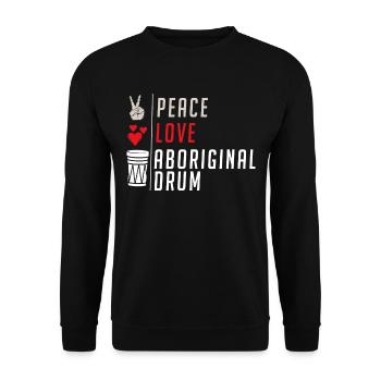 Peace Love Aboriginal Drum Instrument - Unisex Sweatshirt - black - Front - Alina (178cm) & Michal (187cm)