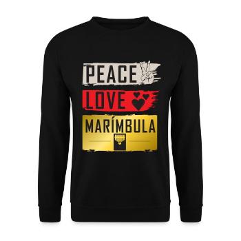 Peace Love Marímbula Musical Instrument - Unisex Pullover - Schwarz - Vorne - Alina (178cm) & Michal (187cm)