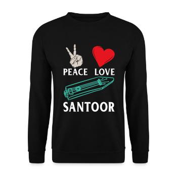 Peace Love Santoor Music Instrument - Unisex Pullover - Schwarz - Vorne - Alina (178cm) & Michal (187cm)