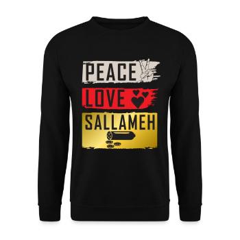 Peace Love Sallameh Music Instrument - Unisex Pullover - Schwarz - Vorne - Alina (178cm) & Michal (187cm)