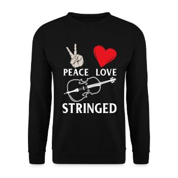 Peace Love Stringed Guitar Player - Unisex Sweatshirt - black - Front - Alina (178cm) & Michal (187cm)