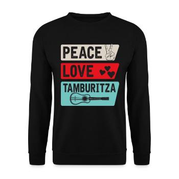 Peace Love Tamburitza Music Instrument - Unisex Pullover - Schwarz - Vorne - Alina (178cm) & Michal (187cm)