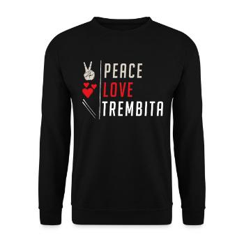 Peace Love Trembita Music Instrument - Unisex Pullover - Schwarz - Vorne - Alina (178cm) & Michal (187cm)