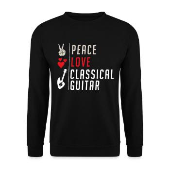 Peace Love Instrument de guitare classique - Sweat-shirt Unisexe - noir - Devant - Alina (178cm) & Michal (187cm)