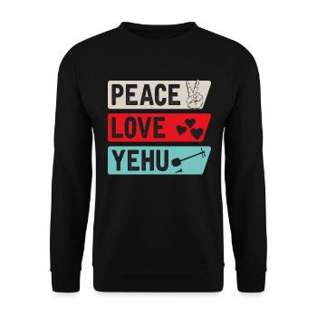 Peace Love Yehu Music Instrument - Unisex Pullover - Schwarz - Vorne - Alina (178cm) & Michal (187cm)