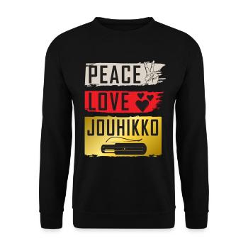 Peace Love Jouhikko Musical Instrument - Unisex Pullover - Schwarz - Vorne - Alina (178cm) & Michal (187cm)