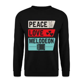 Peace Love Melodeon Musical Instrument - Unisex Pullover - Schwarz - Vorne - Alina (178cm) & Michal (187cm)