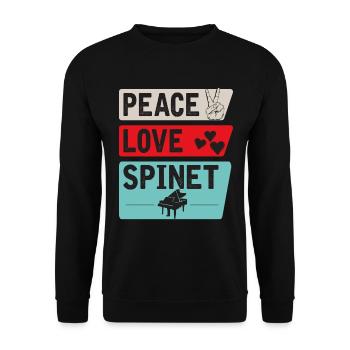 Peace Love Spinet Musical Instrument - Unisex Pullover - Schwarz - Vorne - Alina (178cm) & Michal (187cm)
