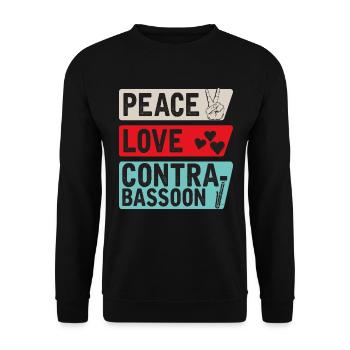 Peace Love Contrabasson Instrument - Sweat-shirt Unisexe - noir - Devant - Alina (178cm) & Michal (187cm)