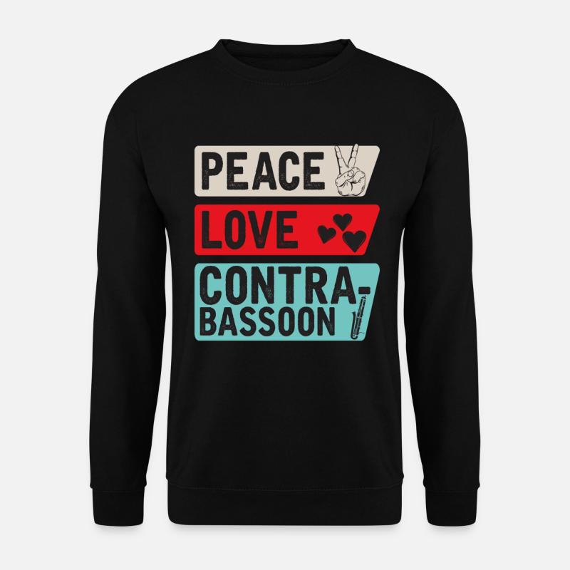 Peace Love Contrabassoon Instrument - Unisex Pullover - Schwarz