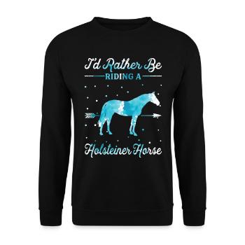 Riding a Holsteiner Horse - Unisex Sweatshirt - black - Front - Alina (178cm) & Michal (187cm)