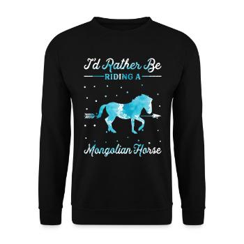 Riding a Mongolian Horse - Unisex Sweatshirt - black - Front - Alina (178cm) & Michal (187cm)