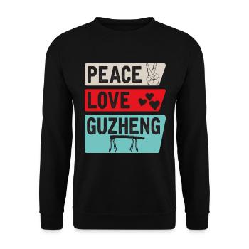 Peace Love Guzheng Instrument Musical - Sweat-shirt Unisexe - noir - Devant - Alina (178cm) & Michal (187cm)