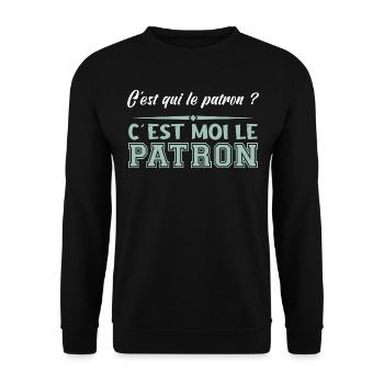 Patron C est Moi Le Patron Papa Idée Cadeau Papy - Sweat-shirt Unisexe - noir - Devant - Alina (178cm) & Michal (187cm)