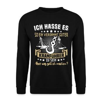 Kranführer Kranfahrer Kran - Unisex Pullover - Schwarz - Vorne - Alina (178cm) & Michal (187cm)
