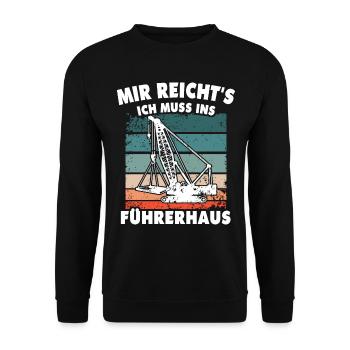 Kranführer Kranfahrer Kran - Unisex Pullover - Schwarz - Vorne - Alina (178cm) & Michal (187cm)