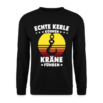 Kranführer Kranfahrer Kran - Unisex Pullover - Schwarz - Vorne - Alina (178cm) & Michal (187cm)