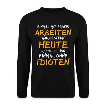 Profis Arbeiten Handwerker - Unisex Pullover - Schwarz - Vorne - Alina (178cm) & Michal (187cm)