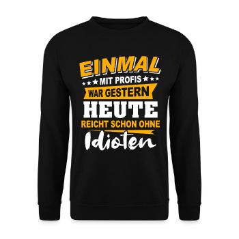 Profis Arbeiten Handwerker - Unisex Pullover - Schwarz - Vorne - Alina (178cm) & Michal (187cm)