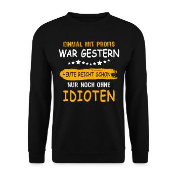 Profis Arbeiten Handwerker - Unisex Pullover - Schwarz - Vorne - Alina (178cm) & Michal (187cm)