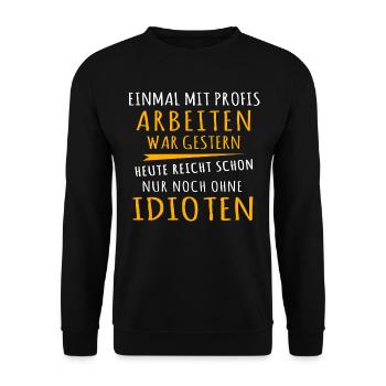 Profis Arbeiten Handwerker - Unisex Pullover - Schwarz - Vorne - Alina (178cm) & Michal (187cm)