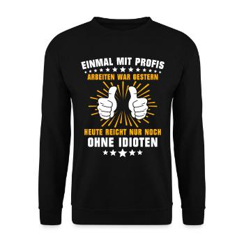 Profis Arbeiten Handwerker - Unisex Pullover - Schwarz - Vorne - Alina (178cm) & Michal (187cm)