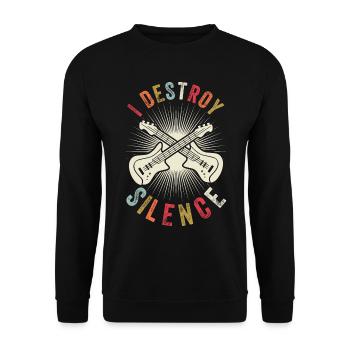 Silent Destroy - Guitare Basse Vintage - Sweat-shirt Unisexe - noir - Devant - Alina (178cm) & Michal (187cm)