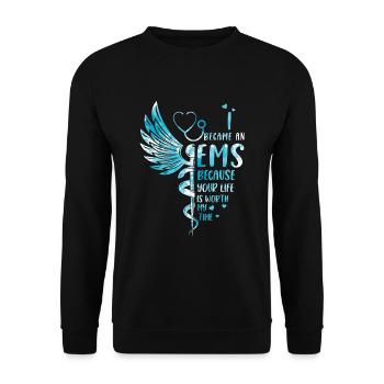 Life is worth it - EMS - Unisex Sweatshirt - black - Front - Alina (178cm) & Michal (187cm)