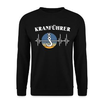 Kranführer EKG Kranfahrer Herzlinie - Unisex Pullover - Schwarz - Vorne - Alina (178cm) & Michal (187cm)