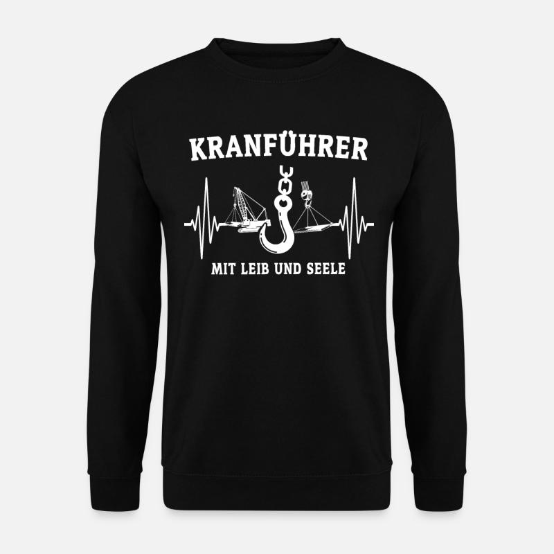 Kranführer EKG Kranfahrer Herzlinie - Unisex Pullover - Schwarz