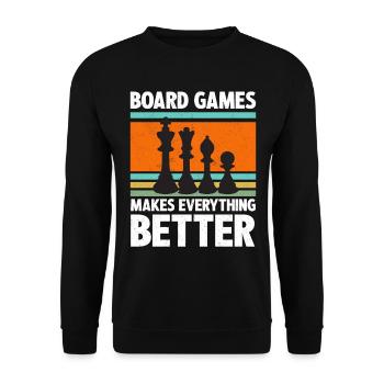 Board Games Makes Everything Better Chess Player - Unisex Pullover - Schwarz - Vorne - Alina (178cm) & Michal (187cm)