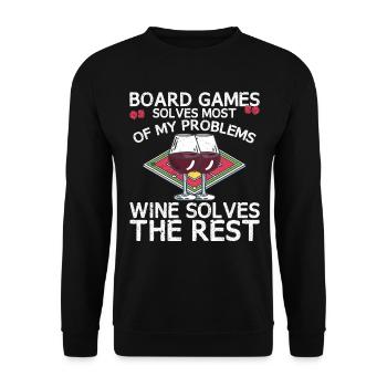 Les jeux de société résolvent la plupart de mes problèmes amateurs de vin - Sweat-shirt Unisexe - noir - Devant - Alina (178cm) & Michal (187cm)